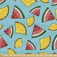 thumbnail image 1 of Ambesonne Tropical Fabric by the Yard Upholstery, Pineapple Watermelon Slice, 3 Yards, Dark Coral and Earth Yellow, 1 of 5