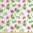 thumbnail image 1 of Ambesonne Tropical Fabric by the Yard Upholstery, Pink Hibiscus Palm, 10 Yards, Green Pink and White, 1 of 4