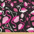 thumbnail image 1 of Ambesonne Tropical Fabric by the Yard Upholstery, Pinkish Exotic Flamingos, 3 Yards, Black Hot Pink and Blush, 1 of 5