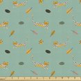 thumbnail image 1 of Ambesonne Tropical Fabric by the Yard Upholstery, Scandinavian Tigers Leaves, 5 Yards, Dark Sea Green and Apricot, 1 of 5
