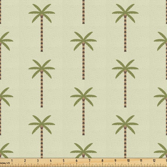 Ambesonne Tropical Fabric by the Yard Upholstery, Simplified Palm Trees Plot, 3 Yards, Slate Brown Dark Mustard