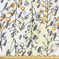 thumbnail image 1 of Ambesonne Tropical Fabric by the Yard Upholstery, Sketchy Leaves Flowers Art, 3 Yards, Orange Purpleblue and White, 1 of 1