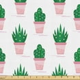 thumbnail image 1 of Ambesonne Tropical Fabric by the Yard Upholstery, Succulent Cactus in Pots, 10 Yards, Forest Green and Pastel Pink, 1 of 1