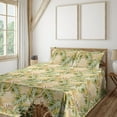 thumbnail image 1 of Ambesonne Tropical Fitted & Flat Sheet with Sham 3 Pcs Set, Exotic Hand-Drawn Pattern, Twin, Pale Orange and Fern Green, 1 of 5