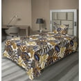 thumbnail image 1 of Ambesonne Tropical Fitted & Flat Sheet with Sham 3 Pcs Set, Flamingo Flower Exotic Art, Twin XL, Dark Orange and Quartz, 1 of 4