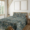thumbnail image 1 of Ambesonne Tropical Fitted & Flat Sheet with Sham 3 Pcs Set, Grunge Exotic Leafy Art, Twin XL, Teal Fawn and Pale Grey, 1 of 1