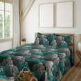 thumbnail image 1 of Ambesonne Tropical Fitted & Flat Sheet with Sham 3 Pcs Set, Line Exotic Leaves Boho, Twin XL, Turquoise Charcoal Grey, 1 of 1