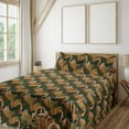 thumbnail image 1 of Ambesonne Tropical Fitted & Flat Sheet with Sham 3 Pcs Set, Minimalist Exotic Leaf Art, Twin, Pale Salmon and Fern Green, 1 of 1