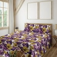 thumbnail image 1 of Ambesonne Tropical Fitted & Flat Sheet with Sham 3 Pcs Set, Monstera Leaves Hibiscus, Twin XL, Purple Dark Yellow, 1 of 1
