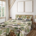 thumbnail image 1 of Ambesonne Tropical Fitted & Flat Sheet with Sham 3 Pcs Set, Semicircles Foliage Plot, Twin XL, Pale Olive Green Amber, 1 of 5
