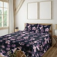 thumbnail image 1 of Ambesonne Tropical Fitted & Flat Sheet with Shams 4 Pcs Set, Exotic Botanical Retro, Queen, Navy Blue and Soft Pink, 1 of 1