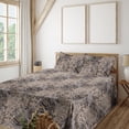 thumbnail image 1 of Ambesonne Tropical Fitted & Flat Sheet with Shams 4 Pcs Set, Exotic Foliage Monochrome, King, Pale Grey and Caramel, 1 of 5