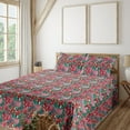 thumbnail image 1 of Ambesonne Tropical Fitted & Flat Sheet with Shams 4 Pcs Set, Exotic Leaves Tropical, Queen, Dark Coral Green, 1 of 1