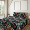 thumbnail image 1 of Ambesonne Tropical Fitted & Flat Sheet with Shams 4 Pcs Set, Exotic Watercolor Flowers, Full, Pale Fuchsia Sea Green, 1 of 1