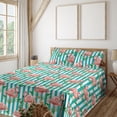 thumbnail image 1 of Ambesonne Tropical Fitted & Flat Sheet with Shams 4 Pcs Set, Flamingos Exotic Foliage, Queen, Dark Seafoam and Soft Pink, 1 of 1