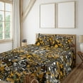 thumbnail image 1 of Ambesonne Tropical Fitted & Flat Sheet with Shams 4 Pcs Set, Jumble Jungle Scene Print, King, Marigold White Umber, 1 of 1