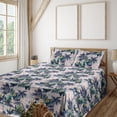 thumbnail image 1 of Ambesonne Tropical Fitted & Flat Sheet with Shams 4 Pcs Set, Jungle Foliage Flowers Art, Queen, Pastel Yellow and Sea Blue, 1 of 5