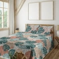 thumbnail image 1 of Ambesonne Tropical Fitted & Flat Sheet with Shams 4 Pcs Set, Palm Leaves Line Art Plot, Full, Dark Cadet Blue and Almond, 1 of 5