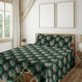 thumbnail image 1 of Ambesonne Tropical Fitted & Flat Sheet with Shams 4 Pcs Set, Tiger and Chameleon Print, Calking, Salmon Peacock Green, 1 of 5