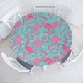 thumbnail image 1 of Ambesonne Tropical Fitted Round Tablecloth, Art Boho Pattern Flamingo, 40"- 44" Diameter, Pastel Pink Seafoam, 1 of 5