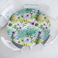 thumbnail image 1 of Ambesonne Tropical Fitted Round Tablecloth, Exotic Watercolor Flora, 56"- 60" Diameter, Pale Purple and Fern Green, 1 of 5
