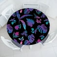 thumbnail image 1 of Ambesonne Tropical Fitted Round Tablecloth, Retro Abstract Monstera, 40"- 44" Diameter, Violet Aqua Charcoal Grey, 1 of 5