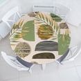 thumbnail image 1 of Ambesonne Tropical Fitted Round Tablecloth, Semicircles Foliage Plot, 40"- 44" Diameter, Pale Olive Green Amber, 1 of 1