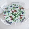 thumbnail image 1 of Ambesonne Tropical Fitted Round Tablecloth, Wild Flowers Lilies Plot, 36"- 40" Diameter, Fern Green and Raspberry, 1 of 1