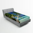 thumbnail image 1 of Ambesonne Tropical Fitted Sheet 2 Pcs Set, Exotic Maldives Beach, Twin, Fern Green Turquoise, 1 of 3