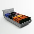 thumbnail image 1 of Ambesonne Tropical Fitted Sheet 2 Pcs Set, Palm Trees Sunset View, Twin, Multicolor, 1 of 3