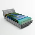 thumbnail image 1 of Ambesonne Tropical Fitted Sheet 2 Pcs Set, Paradise View Maldives, Twin, Green Aqua Blue, 1 of 3