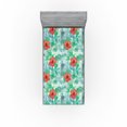 thumbnail image 1 of Ambesonne Tropical Fitted Sheet, Aquarelle Botany Hibiscus, Twin XL Size, Dark Coral Shamrock Green, 1 of 5