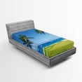 thumbnail image 1 of Ambesonne Tropical Fitted Sheet, Coconut Palm Hawaii, Twin XL Size, Blue Green, 1 of 2