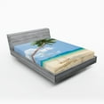 thumbnail image 1 of Ambesonne Tropical Fitted Sheet, Coconut Palms Island, Full Size, Cream Blue Green, 1 of 3