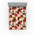 thumbnail image 1 of Ambesonne Tropical Fitted Sheet, Colorful Abstract Roses, King Size, Dark Pink and Pastel Yellow, 1 of 5