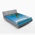 thumbnail image 1 of Ambesonne Tropical Fitted Sheet, Cruise Ship Palm Tree, Full Size, Turquoise Green, 1 of 2