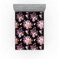 thumbnail image 1 of Ambesonne Tropical Fitted Sheet, Crystal Gems Roses Art, Full Size, Dark Magenta and Khaki, 1 of 5