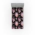 thumbnail image 1 of Ambesonne Tropical Fitted Sheet, Crystal Gems Roses Art, Twin XL Size, Dark Magenta and Khaki, 1 of 5