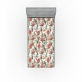 thumbnail image 1 of Ambesonne Tropical Fitted Sheet, Exotic Botanical Motifs, Twin Size, Dark Salmon and Olive Green, 1 of 5