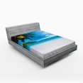 thumbnail image 1 of Ambesonne Tropical Fitted Sheet, Exotic Island Beach, Queen Size, Blue White Green, 1 of 2