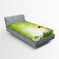 thumbnail image 1 of Ambesonne Tropical Fitted Sheet, Exotic Jungle, Twin XL Size, Green Yellow, 1 of 3