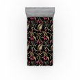 thumbnail image 1 of Ambesonne Tropical Fitted Sheet, Exotic Leaves Pink Flowers, Twin Size, Raspberry and Olive Green, 1 of 5