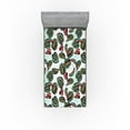 thumbnail image 1 of Ambesonne Tropical Fitted Sheet, Exotic Maranta Leaves Art, Twin XL Size, Teal Mint Green and Raspberry, 1 of 5