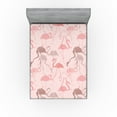 thumbnail image 1 of Ambesonne Tropical Fitted Sheet, Flamingo Pattern Exotic, King Size, Blush Pastel Pink, 1 of 5