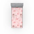 thumbnail image 1 of Ambesonne Tropical Fitted Sheet, Flamingo Pattern Exotic, Twin XL Size, Blush Pastel Pink, 1 of 5