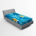 thumbnail image 1 of Ambesonne Tropical Fitted Sheet, Frangipani Flower Aqua, Twin Size, Aqua Yellow White, 1 of 2