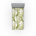 thumbnail image 1 of Ambesonne Tropical Fitted Sheet, Grungy Palm Leaves Art, Twin Size, Yellow Green Pale Grey, 1 of 1
