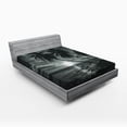 thumbnail image 1 of Ambesonne Tropical Fitted Sheet, Horizon over Sea Picture, Queen Size, Black and White, 1 of 2
