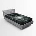 thumbnail image 1 of Ambesonne Tropical Fitted Sheet, Horizon over Sea Picture, Twin XL Size, Black and White, 1 of 2