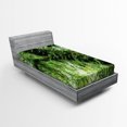 thumbnail image 1 of Ambesonne Tropical Fitted Sheet, Idyllic Spring Jungle, Twin Size, Green Brown, 1 of 2